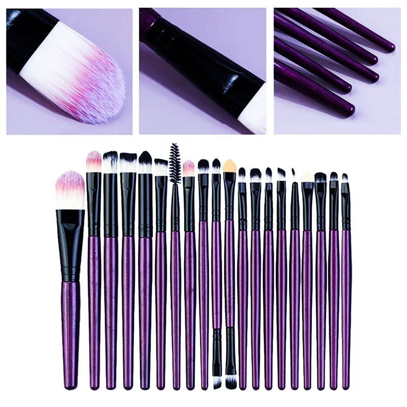 Conjunto de pincéis de maquiagem 20 unidades Pincel delineador Pincel de mistura Pincéis de maquiagem para bochechas Olho Cosmético Base Pincel Conjunto de pincéis de maquiagem