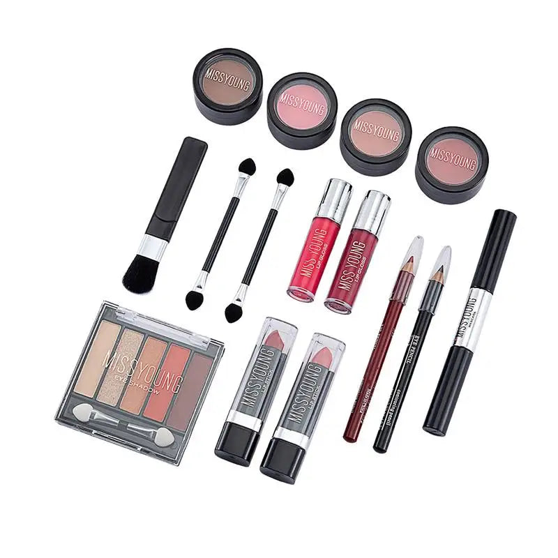 novo Kit Completo de Maquiagem Feminina Conjunto de Maquiagem Sombra de Olho Paleta de Sombras Lip Gloss Rímel Delineador de Olhos Pincéis Bolsa de Maquiagem para Mulheres