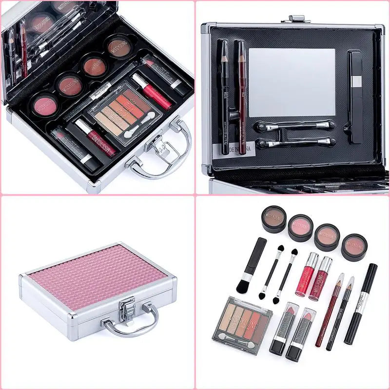 novo Kit Completo de Maquiagem Feminina Conjunto de Maquiagem Sombra de Olho Paleta de Sombras Lip Gloss Rímel Delineador de Olhos Pincéis Bolsa de Maquiagem para Mulheres